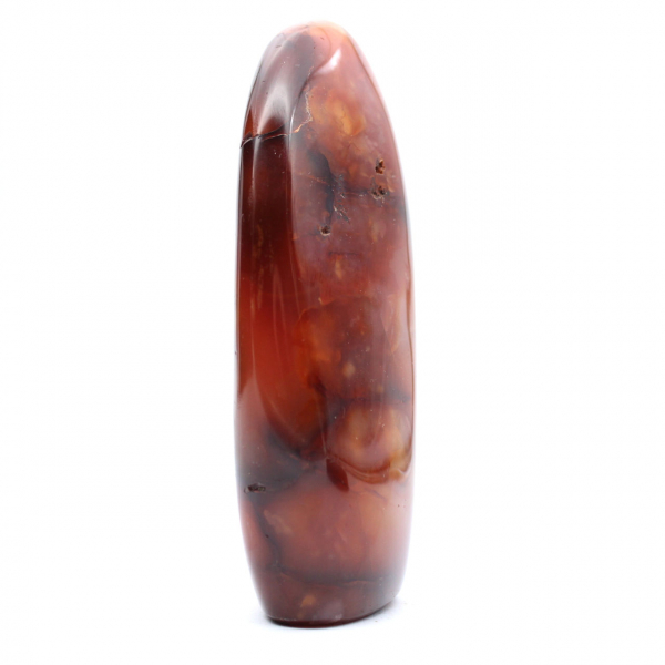 Pequeno espécime de cornalina polida - mineral autêntico de Madagascar para coleção e decoração