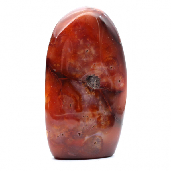 Pequeno espécime de cornalina polida - mineral autêntico de Madagascar para coleção e decoração