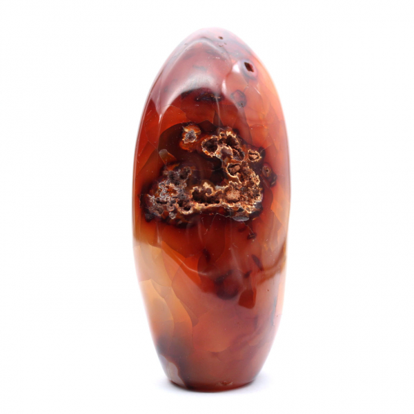 Cornalina de Madagascar polida - espécime decorativo e científico (pedra natural)