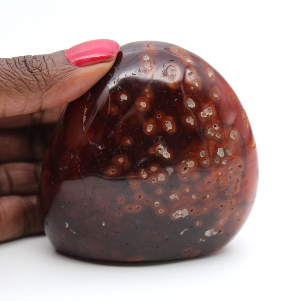 Cornalina polida de Madagascar - Pequena pedra natural para coleção e decoração