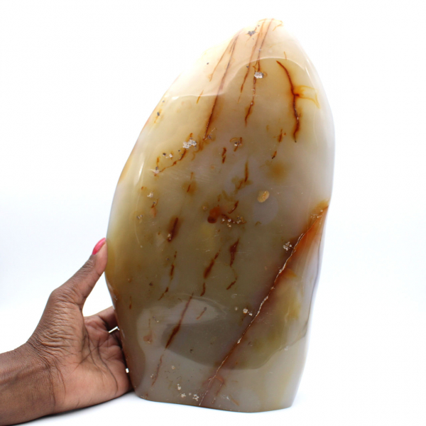 Grande ornamento mineral cornalina polido, item raro de colecionador