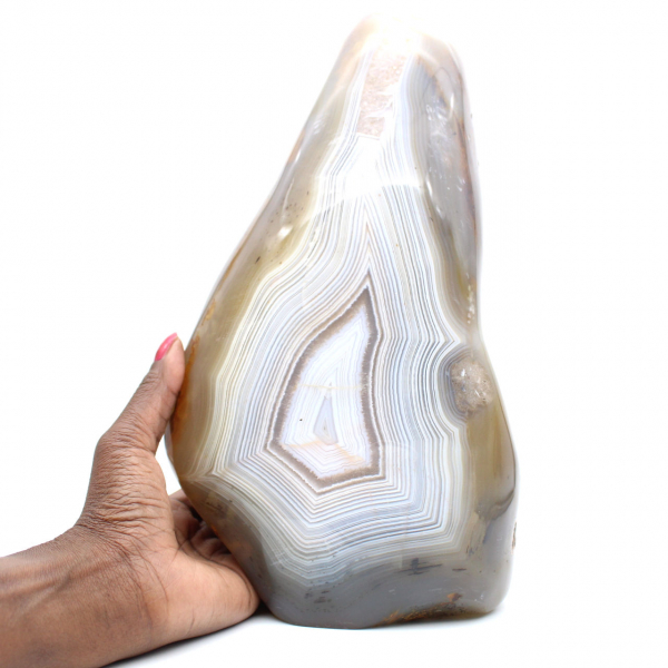 Cornalina natural polida, grande ornamento mineral de Madagascar