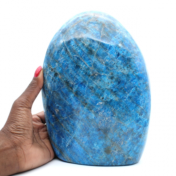 Grande Apatita polida, espécime decorativo, pedra natural de Madagascar