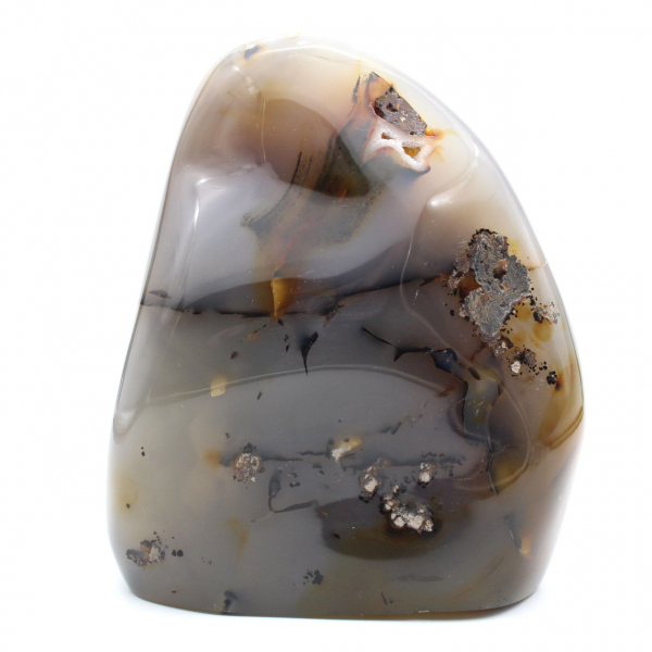 Cornalina polida, grande ornamento mineral vermelho-alaranjado, Madagascar