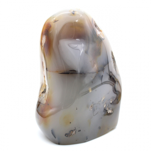 Cornalina polida, grande ornamento mineral vermelho-alaranjado, Madagascar