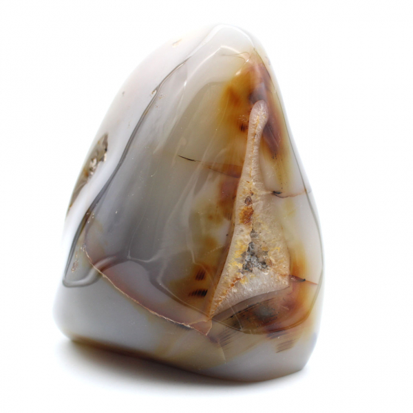 Cornalina polida, grande ornamento mineral vermelho-alaranjado, Madagascar