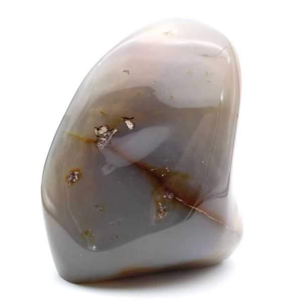 Cornalina polida, grande ornamento mineral vermelho-alaranjado, Madagascar