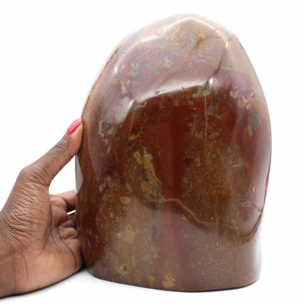 Ornamento de jaspe vermelho polido, espécime mineral colecionável, Madagascar