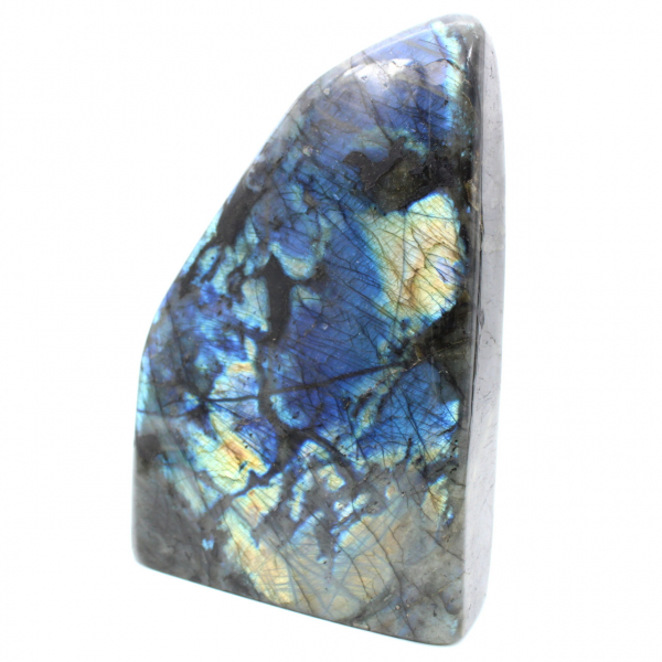 Grande pedra de labradorita polida, espécime decorativo de prestígio, Madagascar