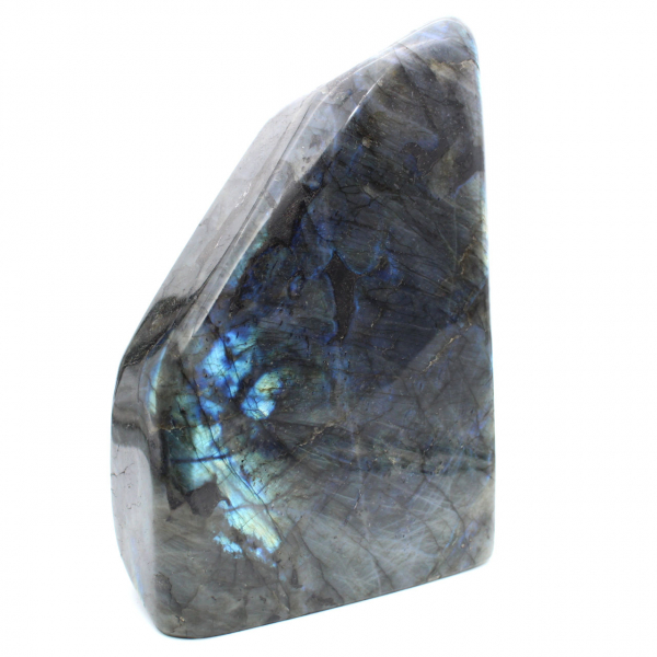 Grande pedra de labradorita polida, espécime decorativo de prestígio, Madagascar