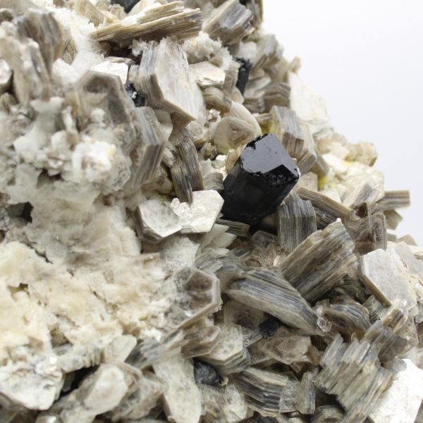 Mica e turmalina sobre quartzo branco do Afeganistão