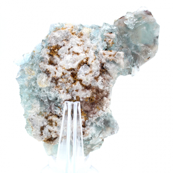 Espécime de fluorita bruta: pedra verde de Marrocos sobre rocha