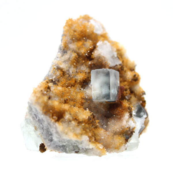 Exemplar muito pequeno de fluorita: cristais verdes, Marrocos.