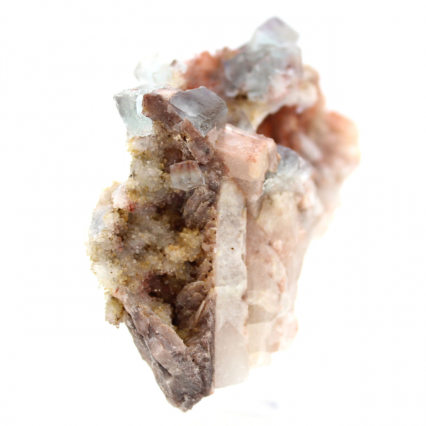 Cristais de fluorita bruta: peça de Marrocos sobre matriz.