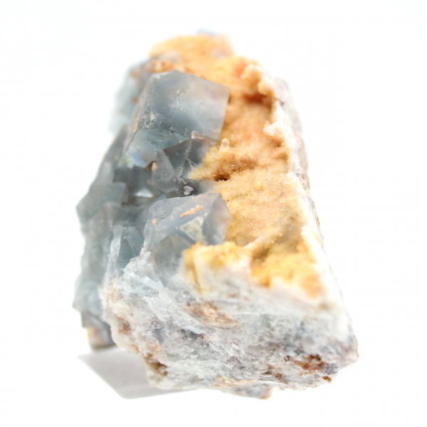 Espécime de fluorita em matriz: Cristais marroquinos autênticos