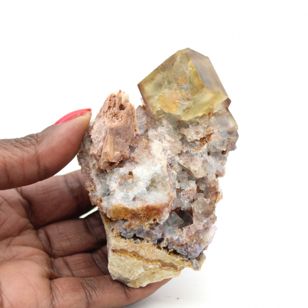 Pedra de fluorita marroquina bruta: cristais verdes naturais