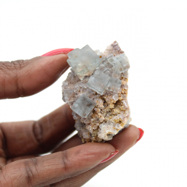 Mini fluorita bruta: Pedra natural de Marrocos sobre matriz