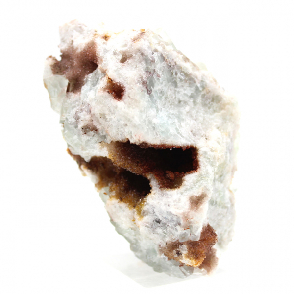 Fluorita verde bruta: pequeno cristal em sua matriz, Marrocos.