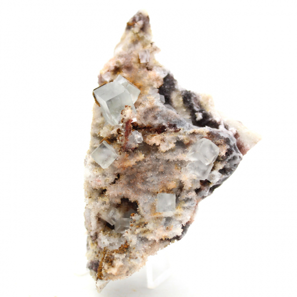 Cristal de fluorita sobre matriz: mineral verde do Marrocos