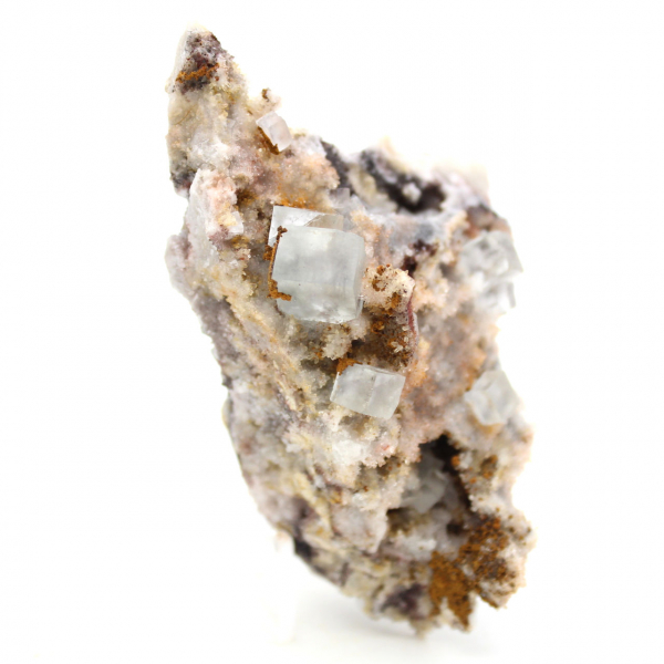 Cristal de fluorita sobre matriz: mineral verde do Marrocos