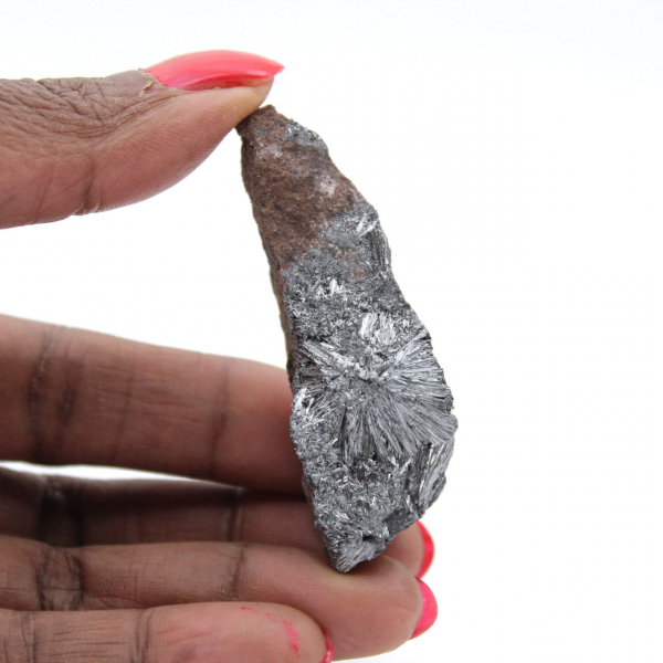 Pirolusita, rocha mineral em miniatura de Marrocos