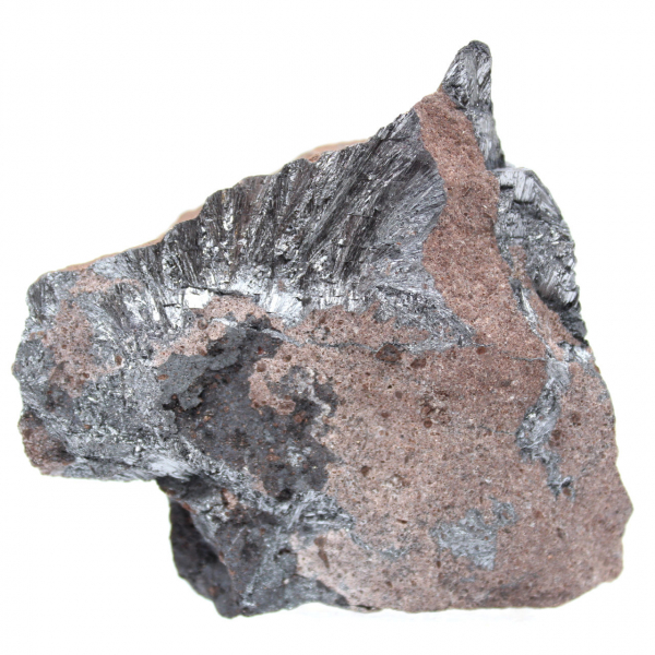 Cristais de pirolusita sobre matriz, espécime estético