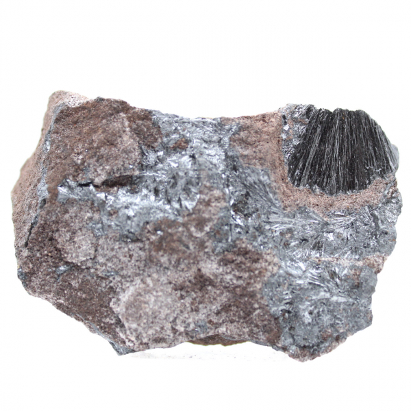 Pirolusita, espécime autêntico em matriz