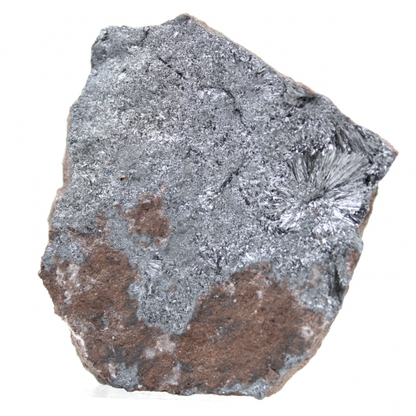 Pirolusita cristalizada sobre matriz, mineral do Marrocos