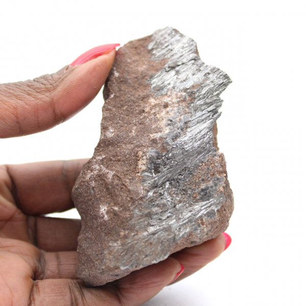 Cristalização de pirolusita do Marrocos, espécime bruto