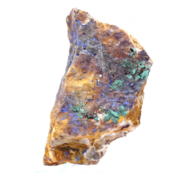 Cristais de malaquita e azurita, Marrocos.