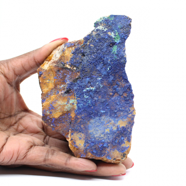 Cristais de malaquita e azurita, Marrocos.