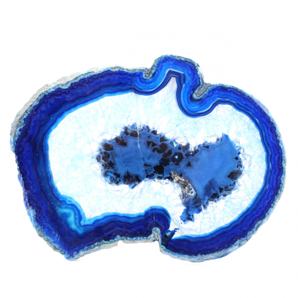 Fatias de ágata azul polidas para decoração científica