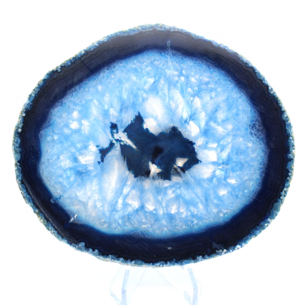 Fatia de ágata azul do Brasil para coleção de minerais