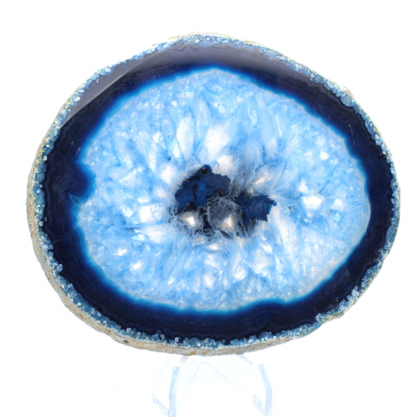 Fatia de ágata azul do Brasil para coleção de minerais