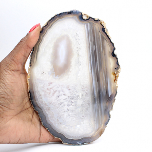 Placa de ágata translúcida polida