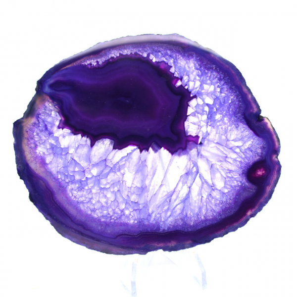 Decoração em pedra: fatia de ágata roxa brasileira.