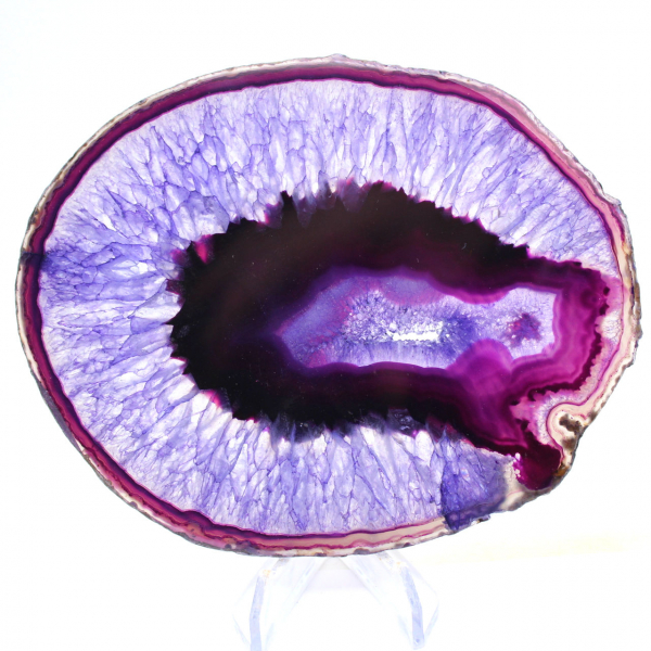 Mineralogia brasileira: fatia de ágata com tonalidade violeta.