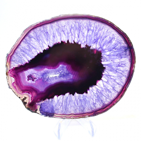 Mineralogia brasileira: fatia de ágata com tonalidade violeta.