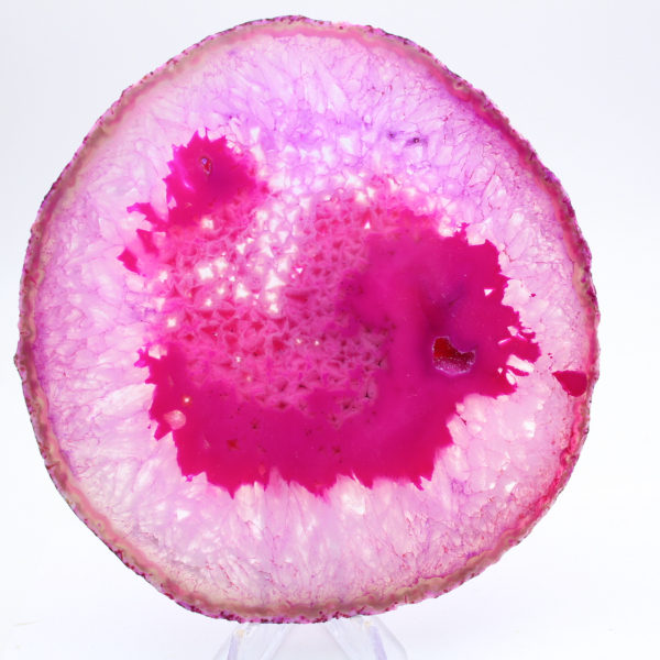 Ágata fatiada com tonalidade rosa natural