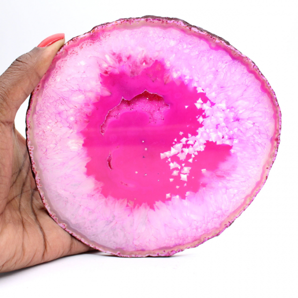 Ágata fatiada com tonalidade rosa natural