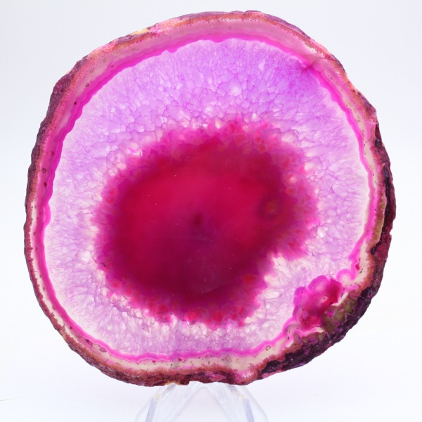 Fatia de ágata tingida de rosa para coleção