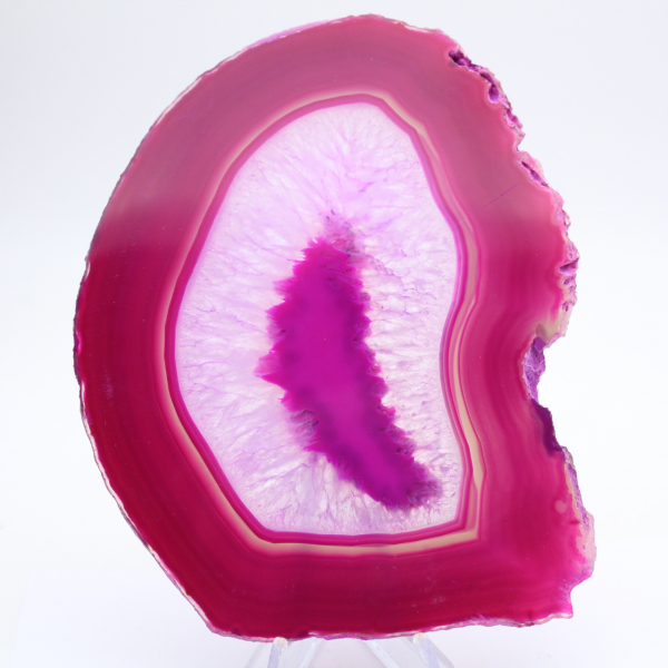 Fatia de ágata tingida de rosa natural