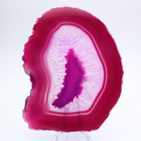 Fatia de ágata tingida de rosa natural