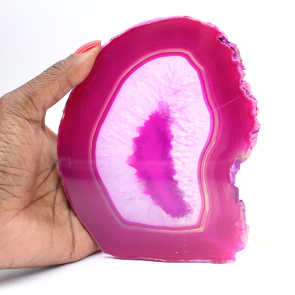 Fatia de ágata tingida de rosa natural