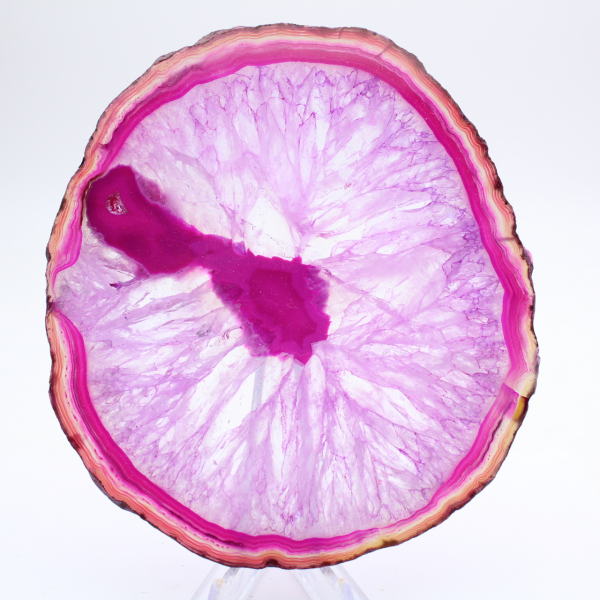 Fatia de ágata natural com tonalidade rosa