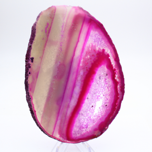 Ágata polida fatiada com tonalidade rosa