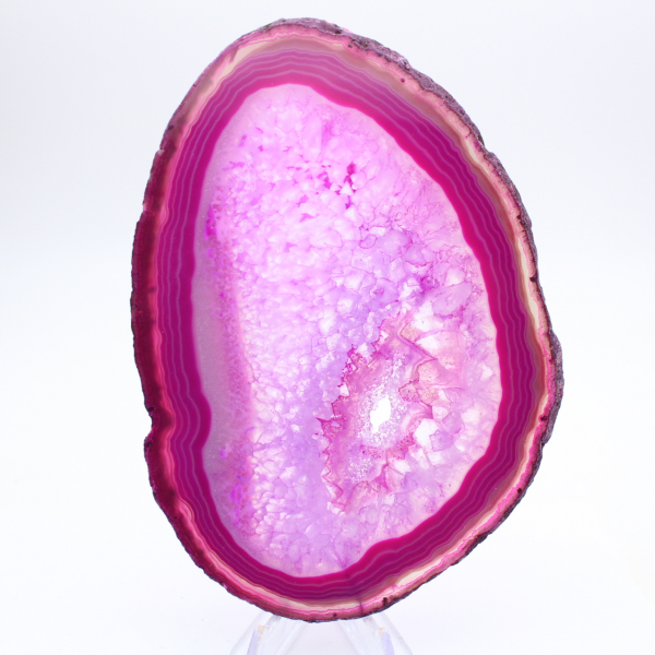 Fatia decorativa de ágata tingida de rosa