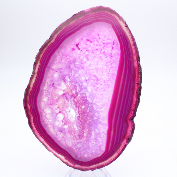 Fatia decorativa de ágata tingida de rosa