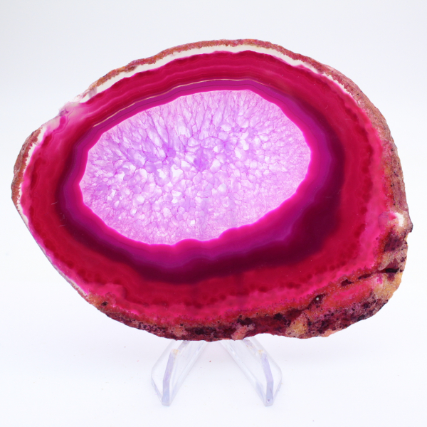 Fatia decorativa de ágata tingida de rosa