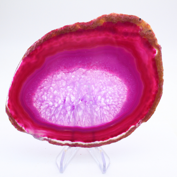 Fatia decorativa de ágata tingida de rosa